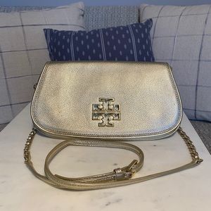 Gold Tory Burch Leather Clutch